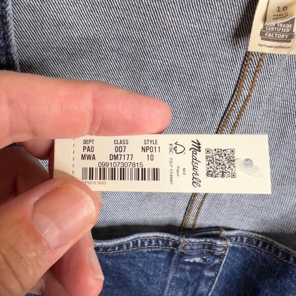 Madewell $82 Denim Darted Crop Top Marbern Wash Size 10 NP011 - Picture 4 of 9